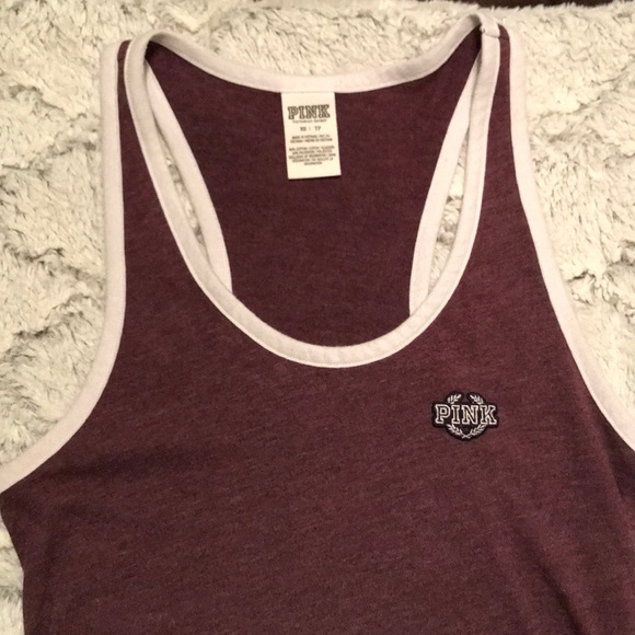 Maroon and White PINK Tank Top - Picture 1 of 4